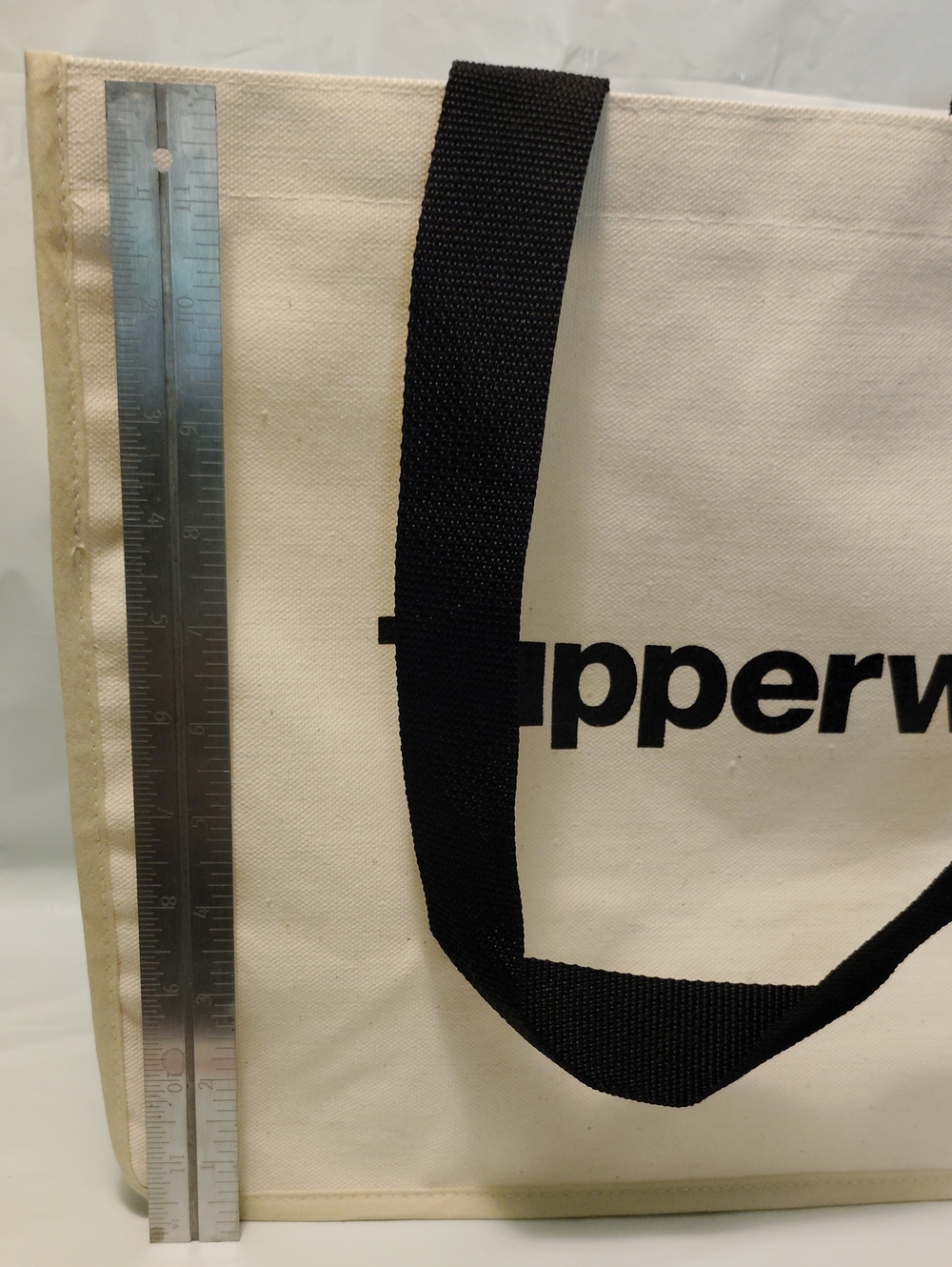 Tupperware Promotional Consultant Logo Cream Canvas Tote Bag with Black Handles! - Picture 14 of 16
